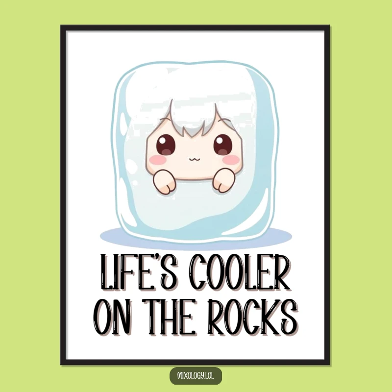 Funny Free Printable Wall Art: Ice Cube Character Peeking - Hilarious Downloadable Decor!