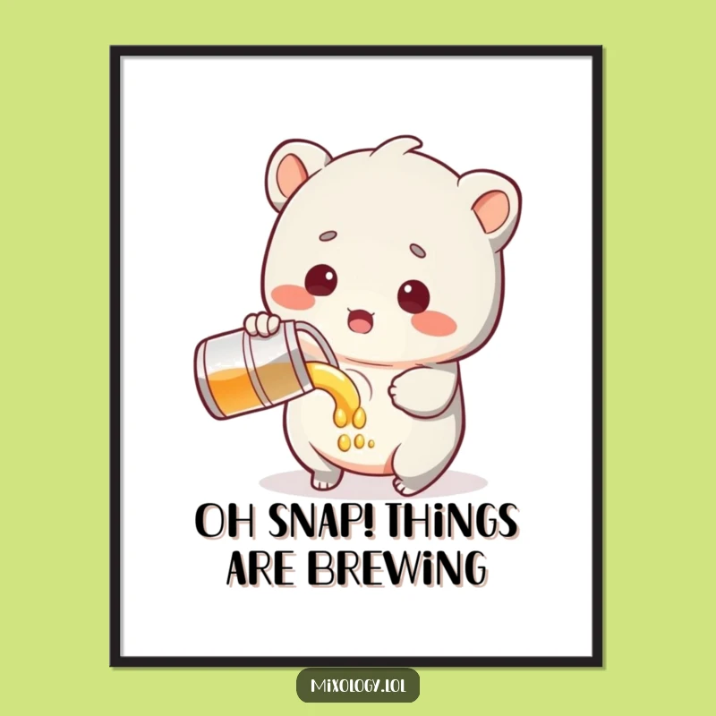 Funny Free Printable Wall Art: Surprised Creature Pouring Liquid Downloadable Decor