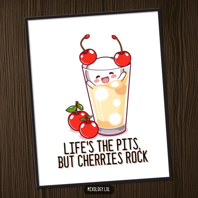 Funny Free Printable Wall Art: A tiny figure meticulously garnishes a drink with a cherry, a charming piece of downloadable art.
