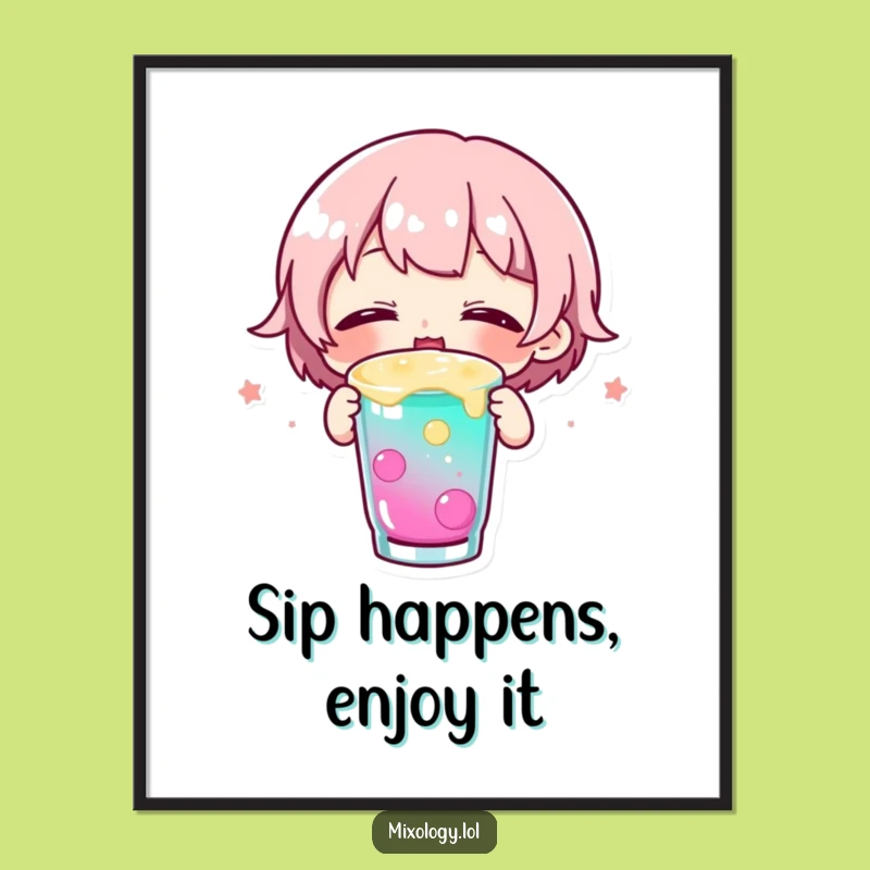 Joyful Free Printable Wall Art: Happy Sipping Character, Cheerful Decor