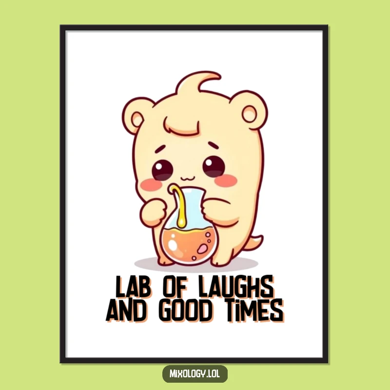 Funny Free Printable Wall Art: Surprised Pouring Kawaii Scientist Poster