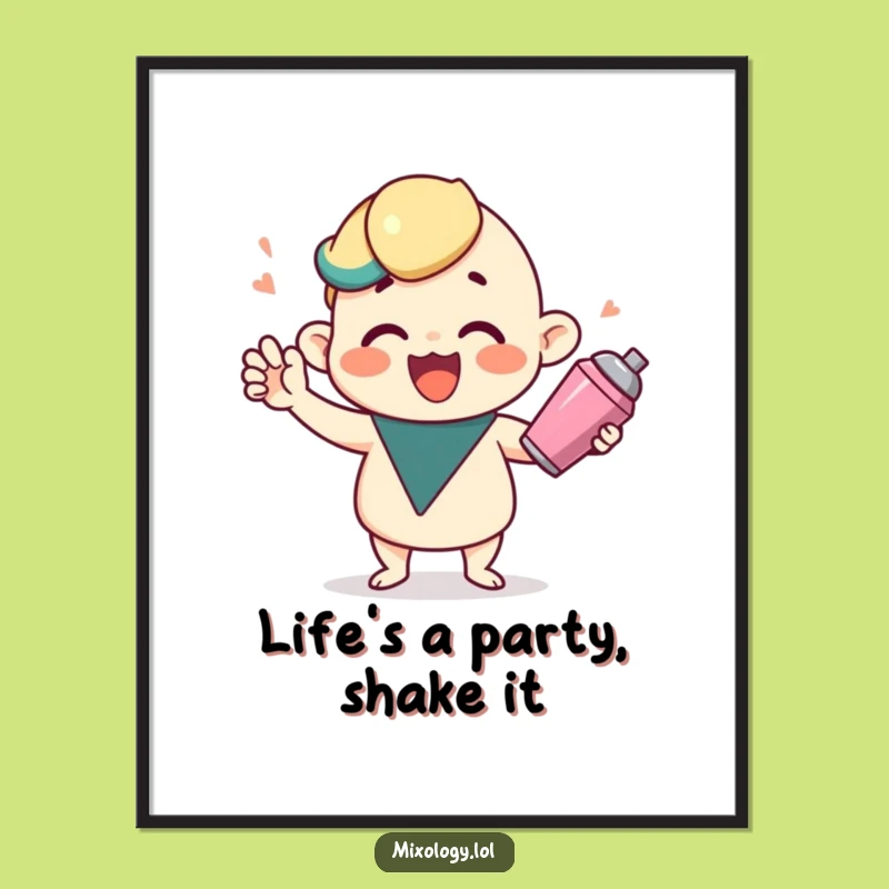 Free Printable Wall Art: Cocktail Shaker Character Funny Downloadable Art