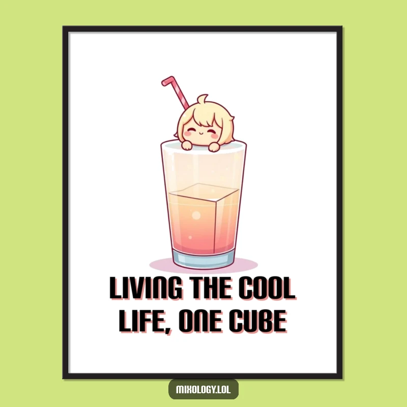 Chill Vibes Free Printable Wall Art: Floating Ice Cube Character Decor