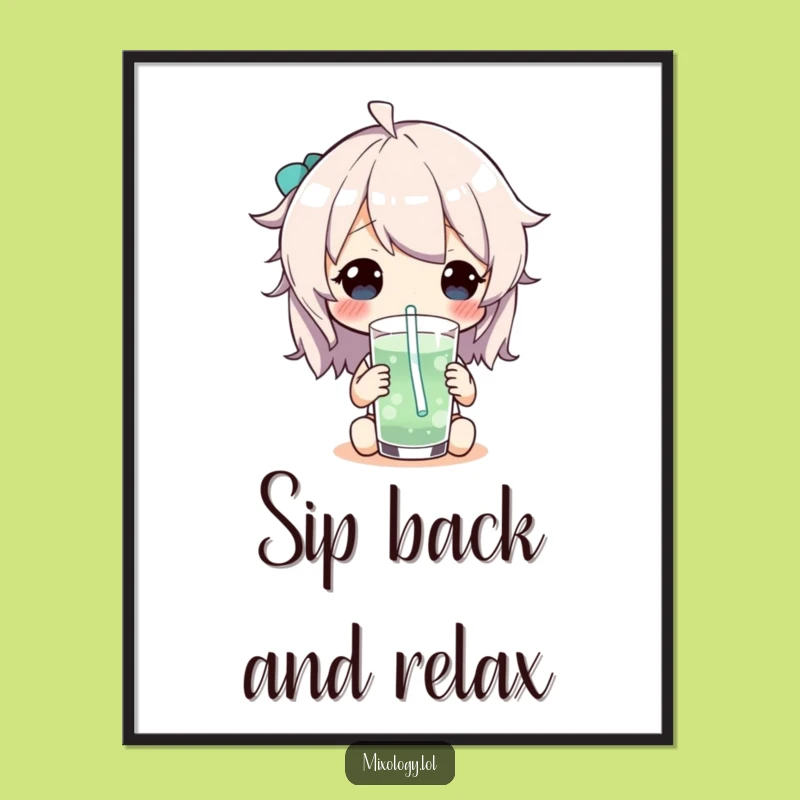 Funny Free Printable Wall Art: Playful Sip Character - Quirky Home Decor