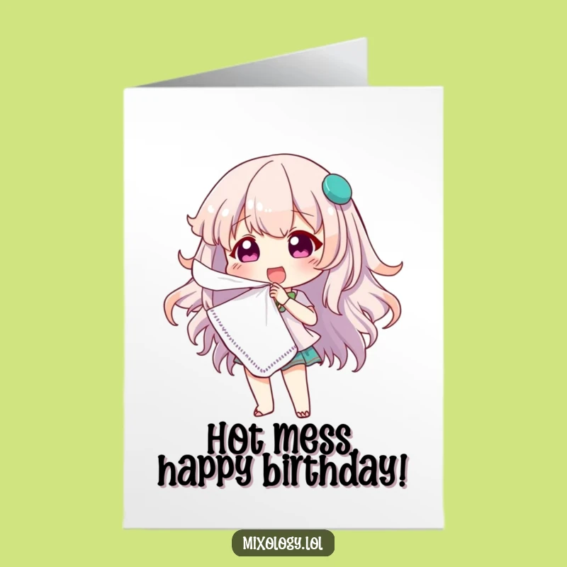 Free Printable Funny Birthday Card: Sassy Cocktail Napkin Fan Character