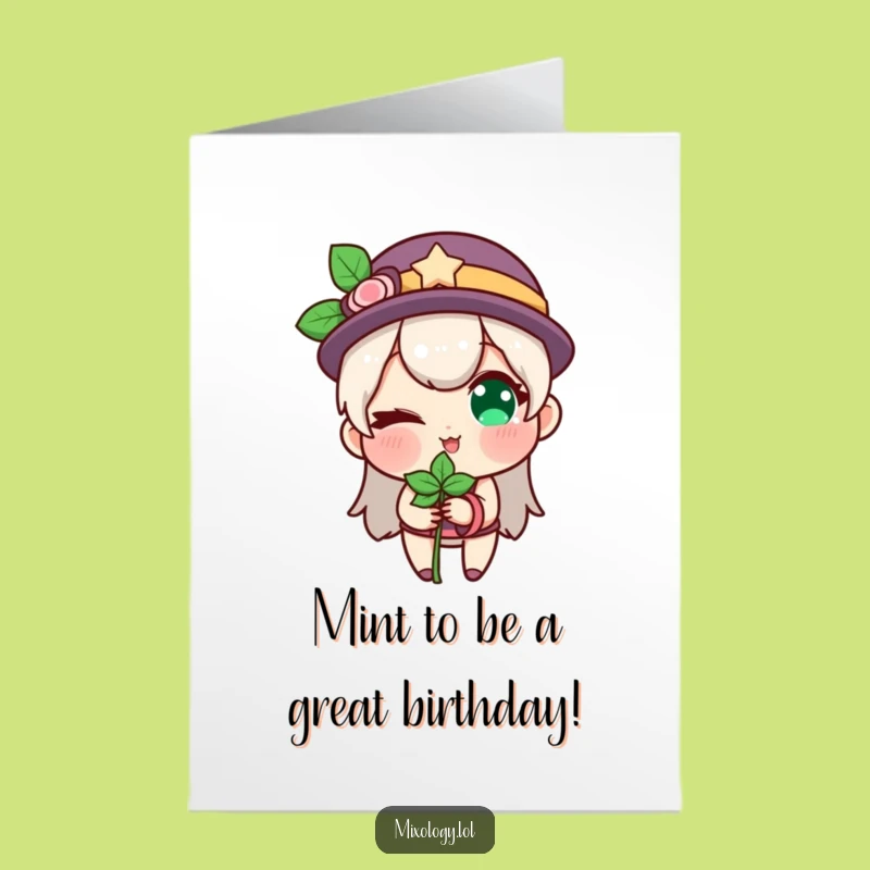 Free Printable Winking Mint Birthday Card: Cheeky Surprise Downloadable Gift