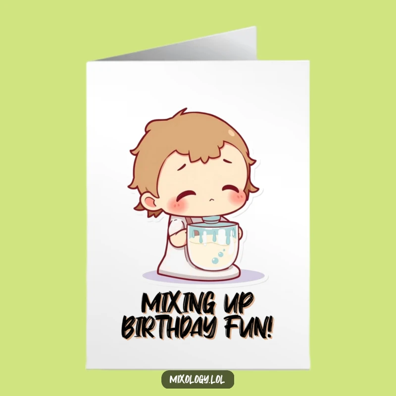 Free Printable Birthday Card: Curious Character & Bubbles - Funny Downloadable Scientific Fun!