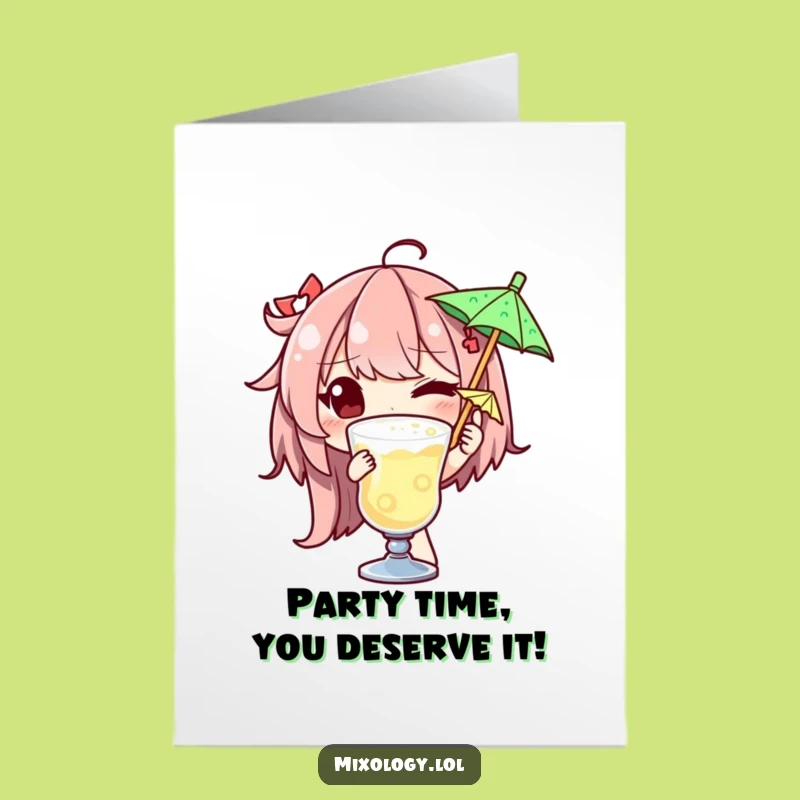 Funny Free Printable Birthday Card: Winking Bartender Character, Cocktail Gift