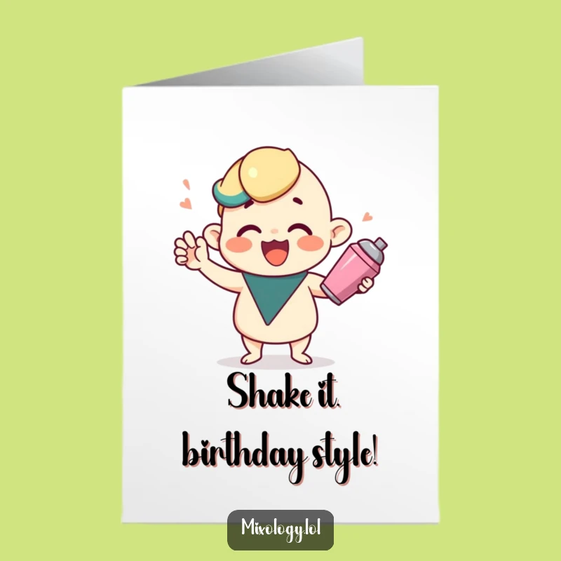 Free Printable Birthday Card: Cocktail Shaker Character Funny Downloadable Gift