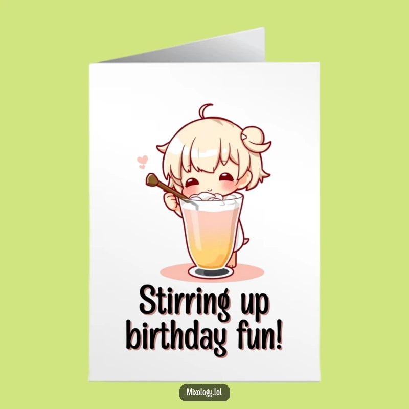 Free Printable Cocktail Stirrer Birthday Card: Fancy Drink Downloadable Fun Gift