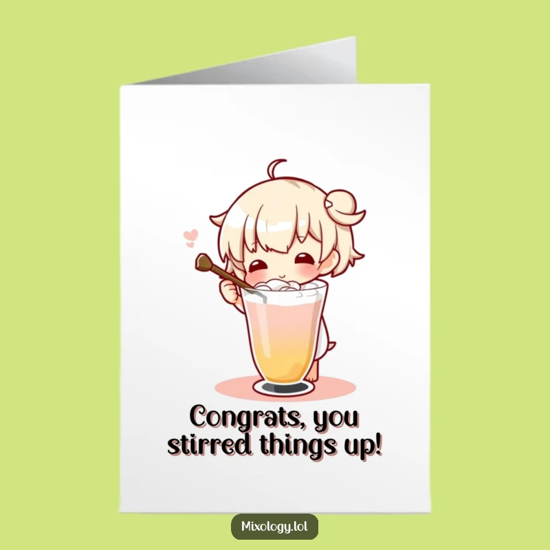 Free Printable Cocktail Stirrer Congrats Card: Fancy Drink Downloadable Fun Gift