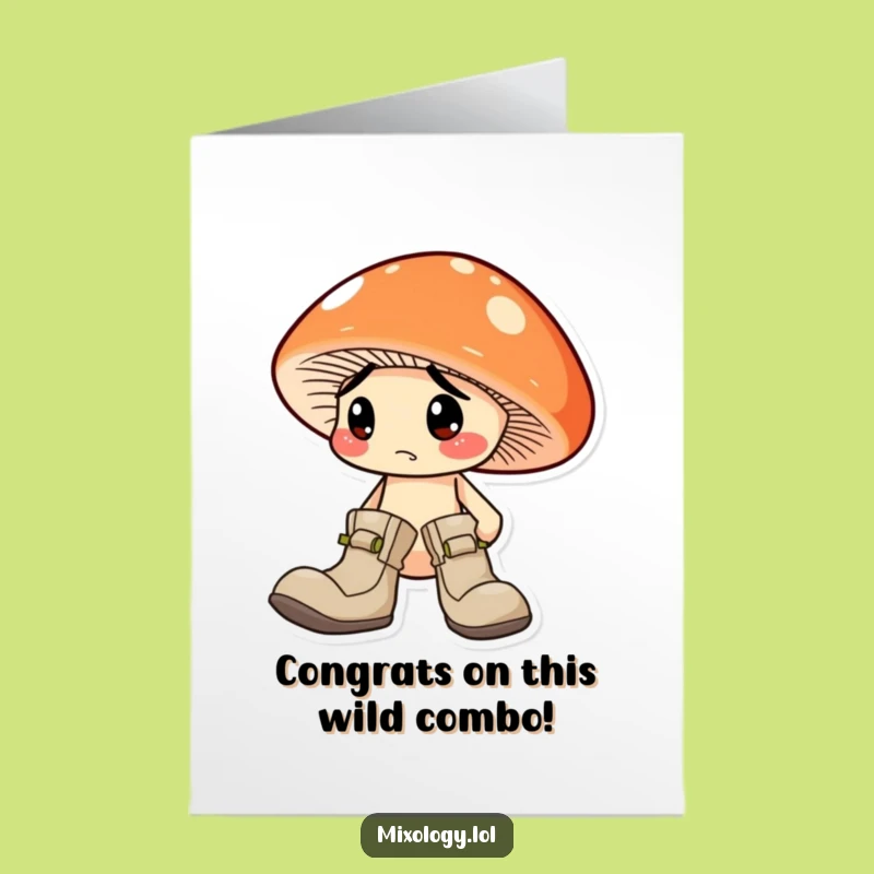 Free Printable Congrats Card: Mushroom's Mismatched Boots, Funny Downloadable Celebration