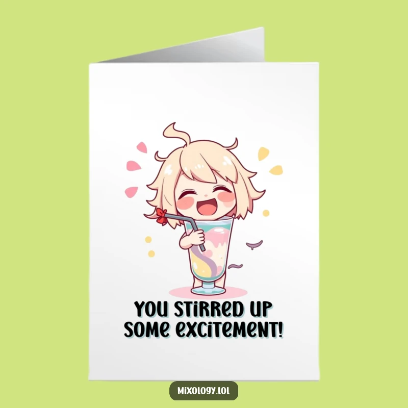 Free Printable Stirring Drink Congrats Card: Swirly Success Downloadable