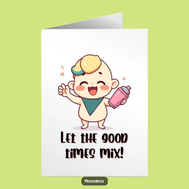 Free Printable Congrats Card: Cocktail Shaker Character Funny Downloadable Gift