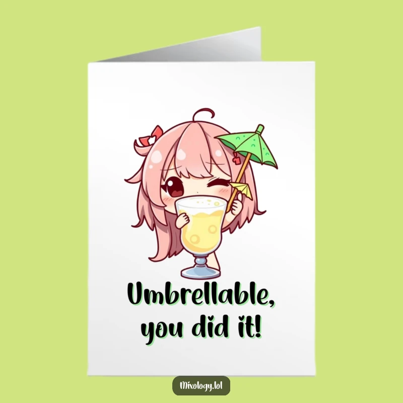 Free Printable Congrats Card: Winking Bartender, Celebrate with a Drink