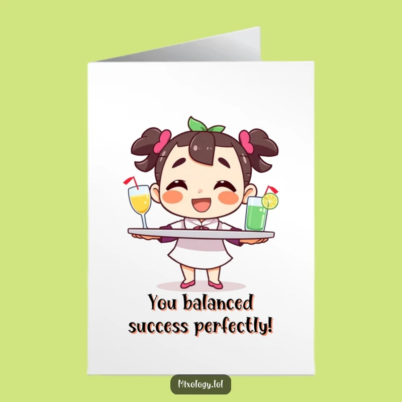 Free Printable Funny Congratulations Card - Balancing Drinks for Success