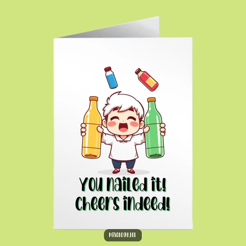 Free Printable Congrats Card: Juggling Bottles Funny Downloadable Gift for Impressive Feats