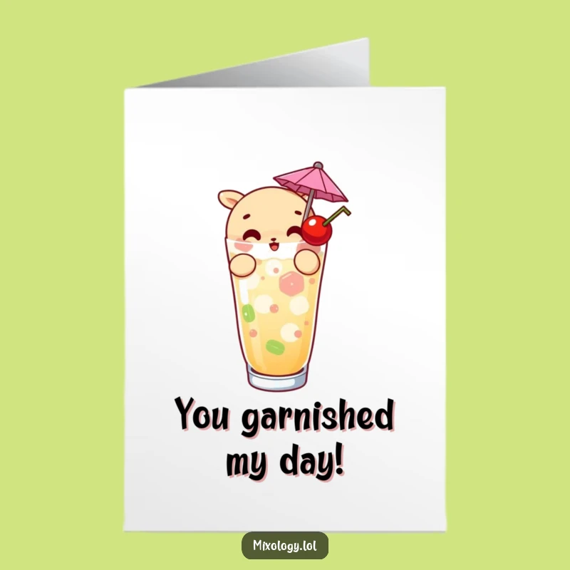 Free Printable Thank You Card: Cheers for Everything! Funny Garnish Character