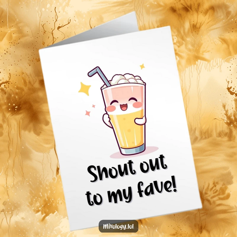 Funny Free Printable Thank You Card: Happy character pours a drink to applause, a humorous way to say thanks.