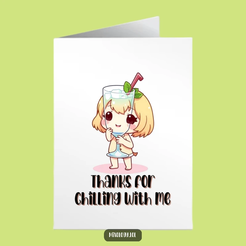 Free Printable Thank You Card: Chilled Glass Character Funny Downloadable