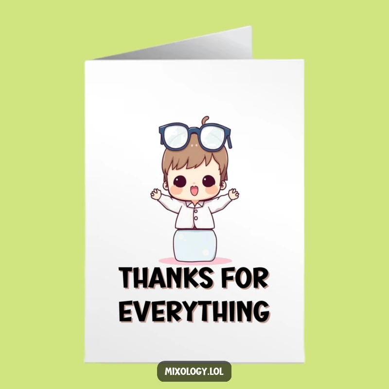 Funny Free Printable Thank You Card: Balanced Glasses Character - DIY Gift