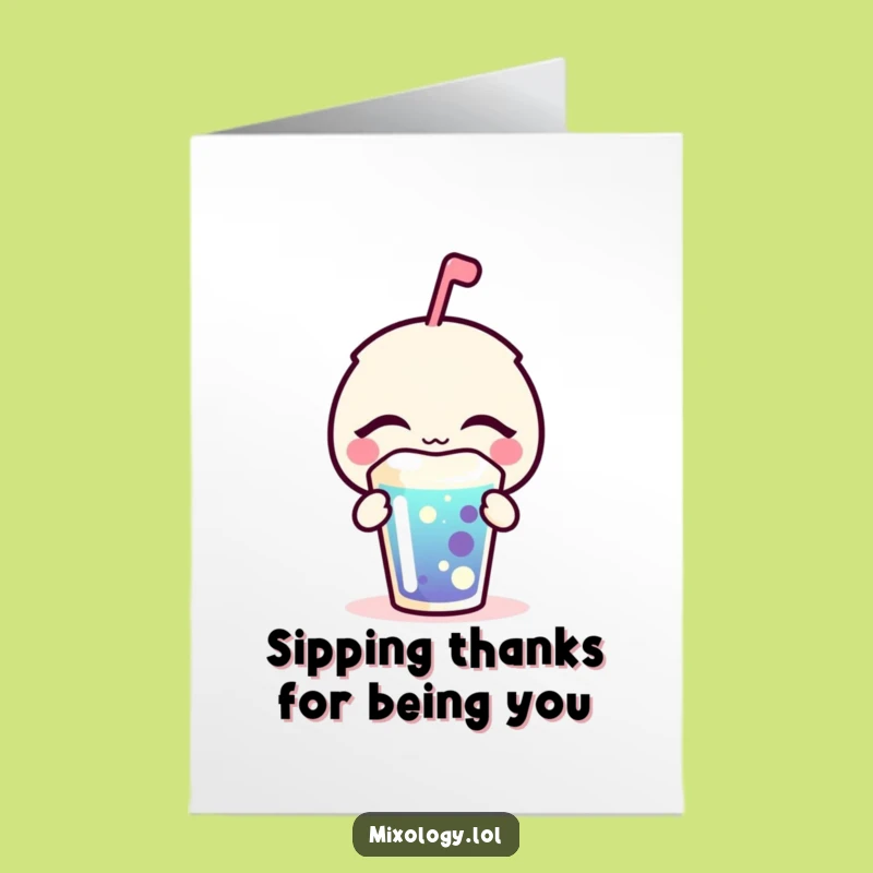 Free Printable Thank You Card: Bubbly Icon Sipping Thanks Funny Downloadable