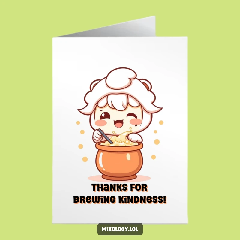 Free Printable Thank You Card: Kawaii Potion Maker, Funny Gratitude Downloadable Gift