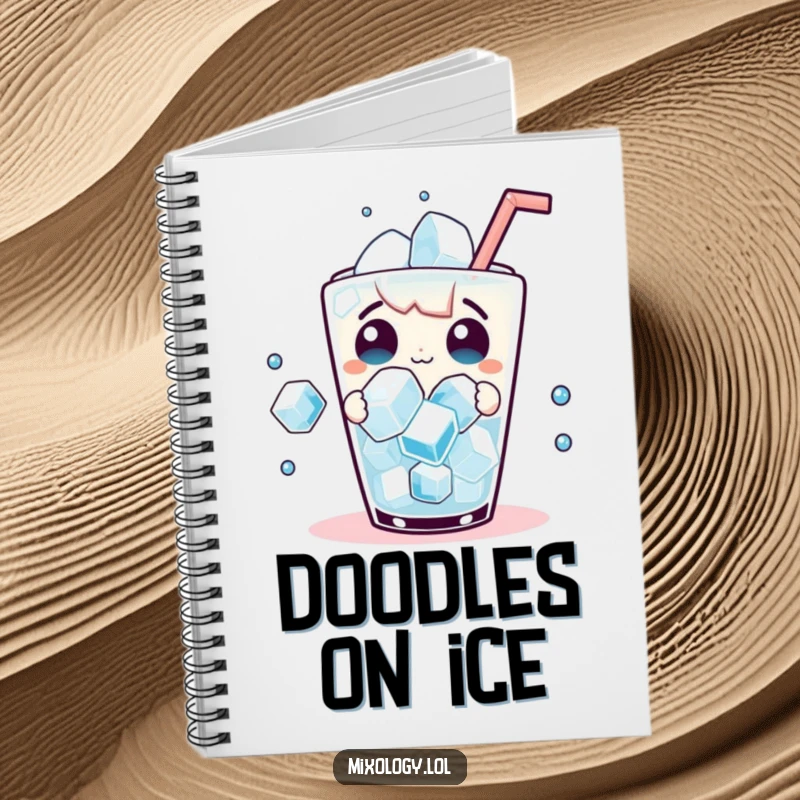 Funny Notebook: Dancing ice cubes and surprised character, adding a cheerful touch to note-taking.