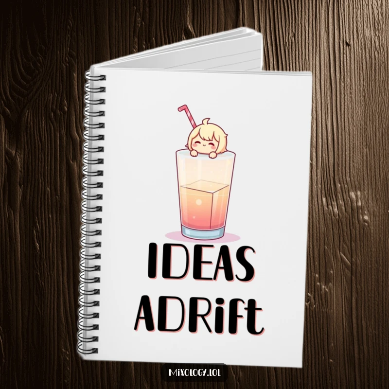 Funny Notebook: Cheerful character floats on a large ice cube in a drink, perfect for jotting down cool ideas.