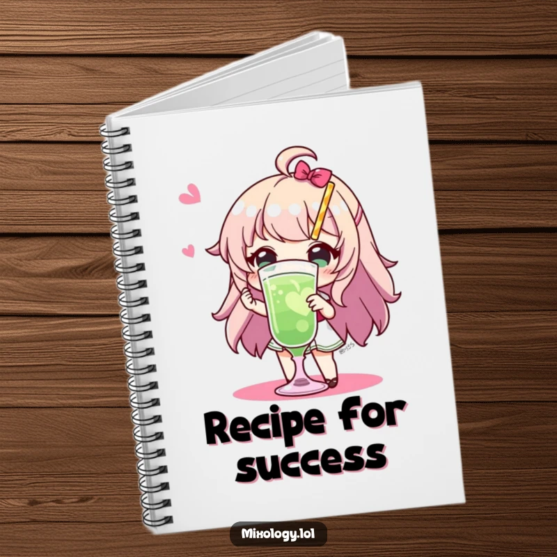 Funny Notebook: Lined pages adorned with a character presenting a fancy drink with flair, perfect for capturing creative thoughts and humorous notes.