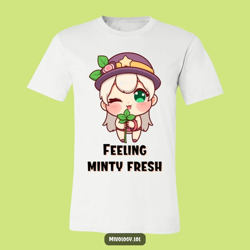 Funny Winking Mint T-Shirt: Character's Playful Herb Tee Gift