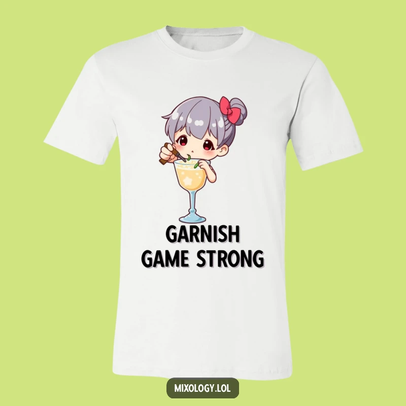 Funny Bartender T-Shirt: Character Garnishing Drink with Flair, Unique Funny Gift