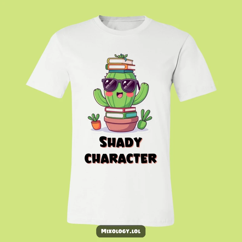 Funny Cactus Books T-Shirt: Cool Sunglasses Style, Gift for Nerds!