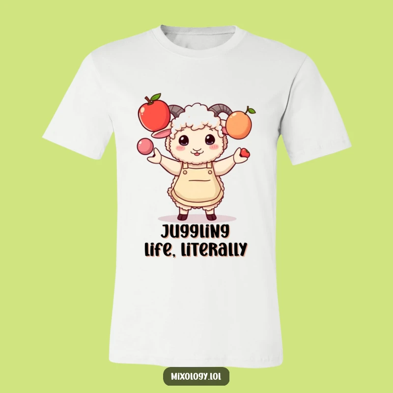 Funny Sheep Juggling T-Shirt: Stylish Apron Fun, Ideal Gift for Foodies!