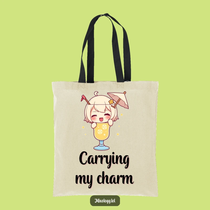 Funny Drink Garnish Tote Bag: Playful Character's Essentials, Practical Fun Gift