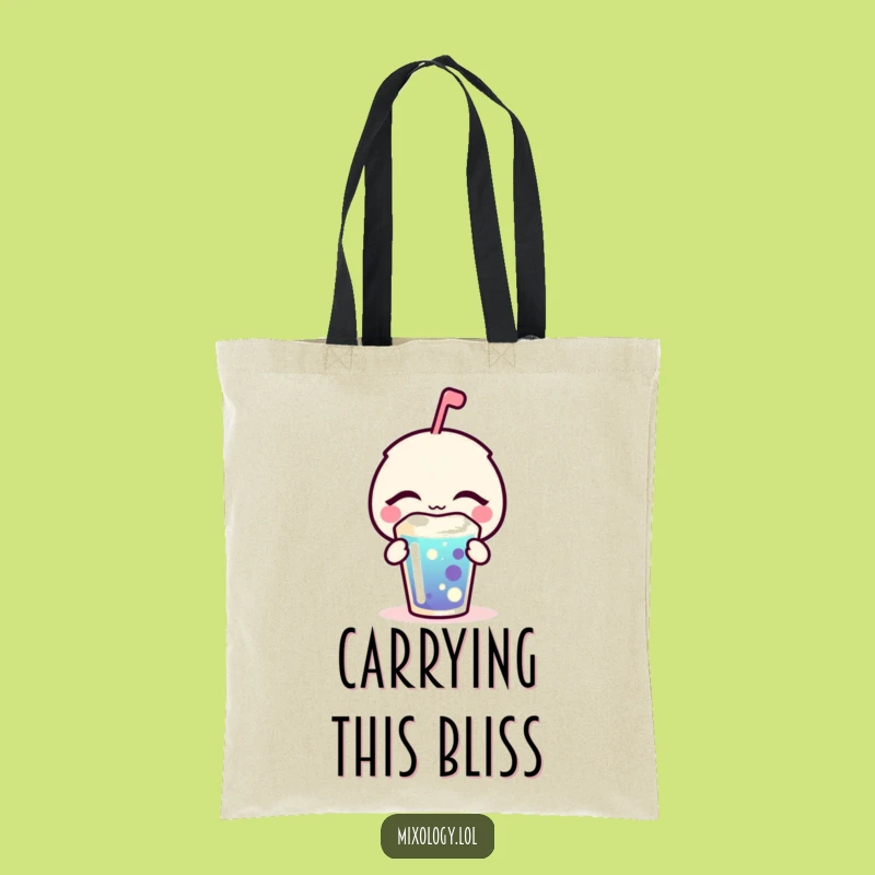 Funny Blissful Tote Bag - Bubbly Icon Drink Carrier, Practical Funny Gift