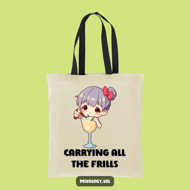 Funny Bartender Tote Bag: Character Garnishing Drinks, Stylish Funny Gift